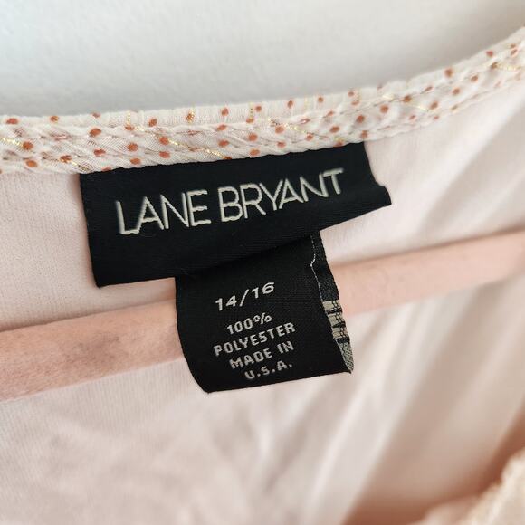 Lane Bryant Women's Cream Short Puff Sleeve Top Dots Metallic Size 14/16 - Picture 5 of 6